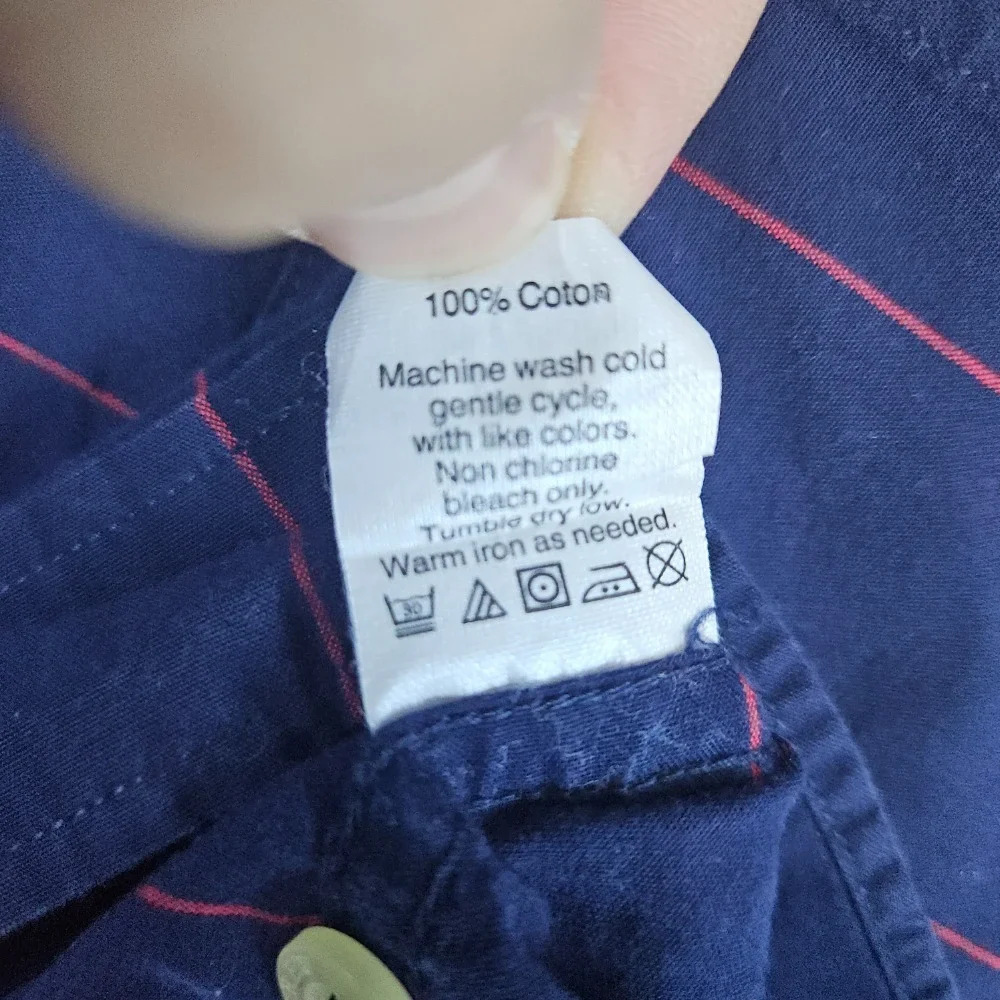 J Crew Men's Blue Red Striped Shirt Size‎ XL Button Down 100% Cotton LIGHT WEAR